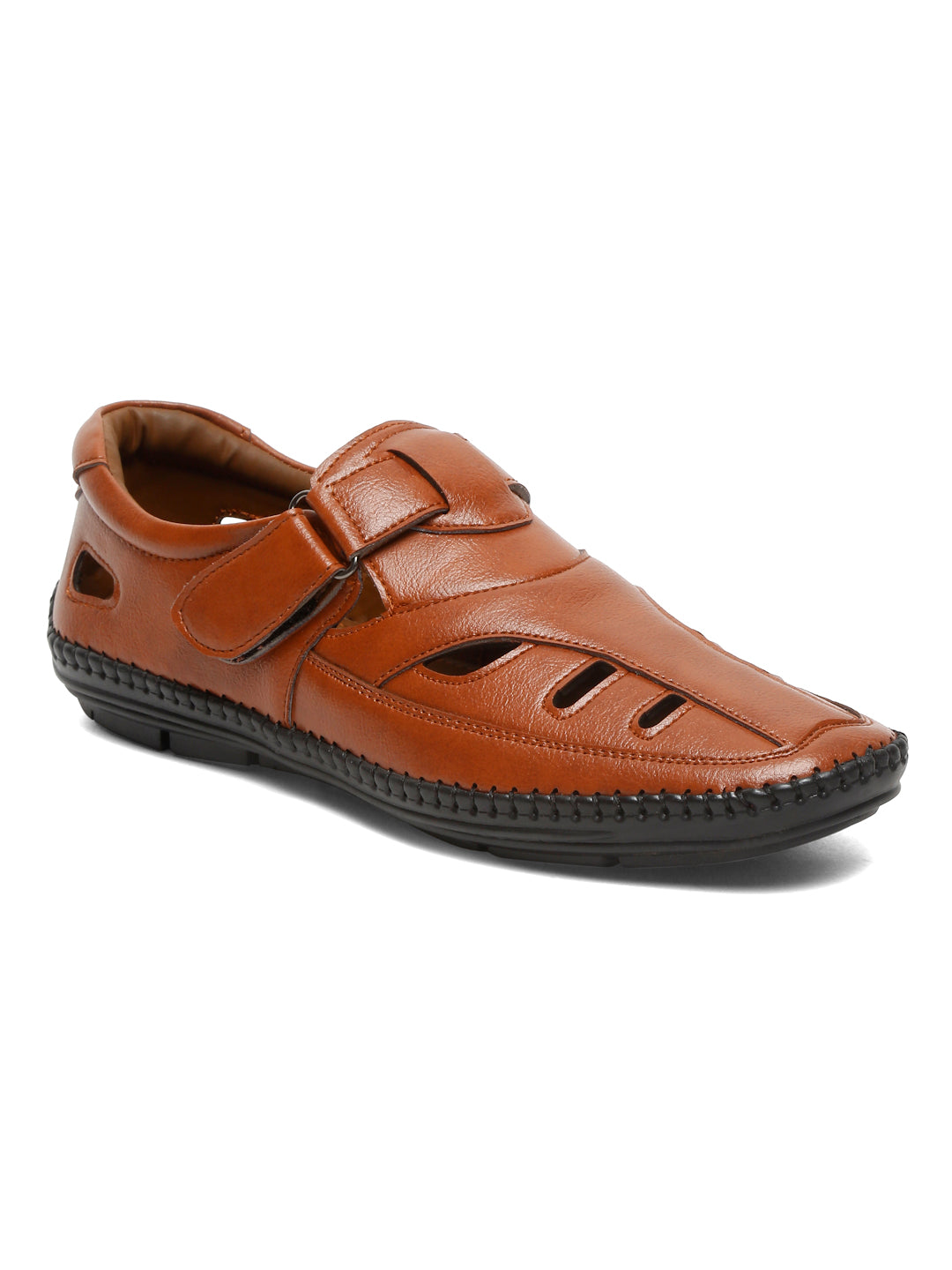 Kosher Tan Roman Faux Leather Men's Casual Sandal