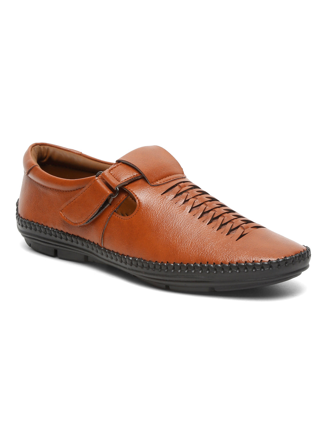 Kosher Tan Roman Faux Leather Men's Casual Sandal
