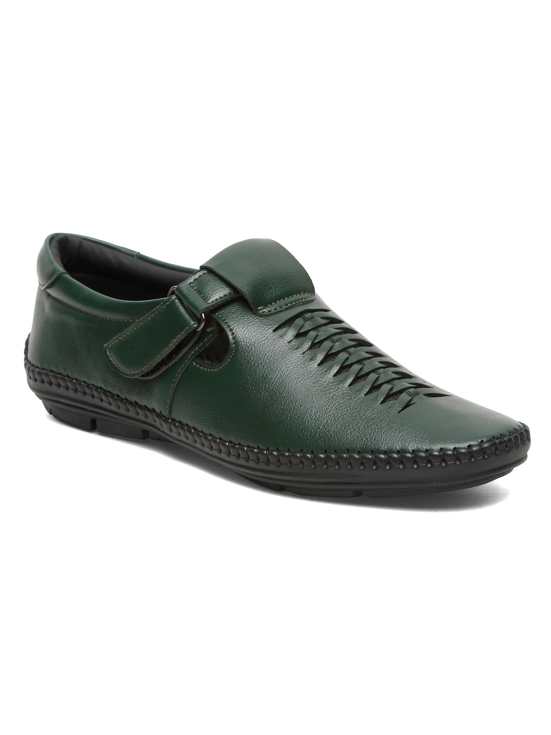 Kosher Green Roman Faux Leather Men's Casual Sandal
