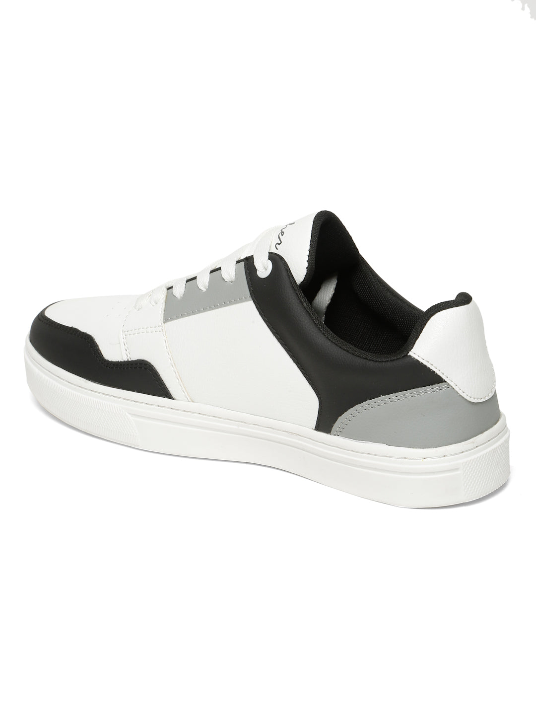 Kosher Men's Stylish Sneakers in White, Black & White