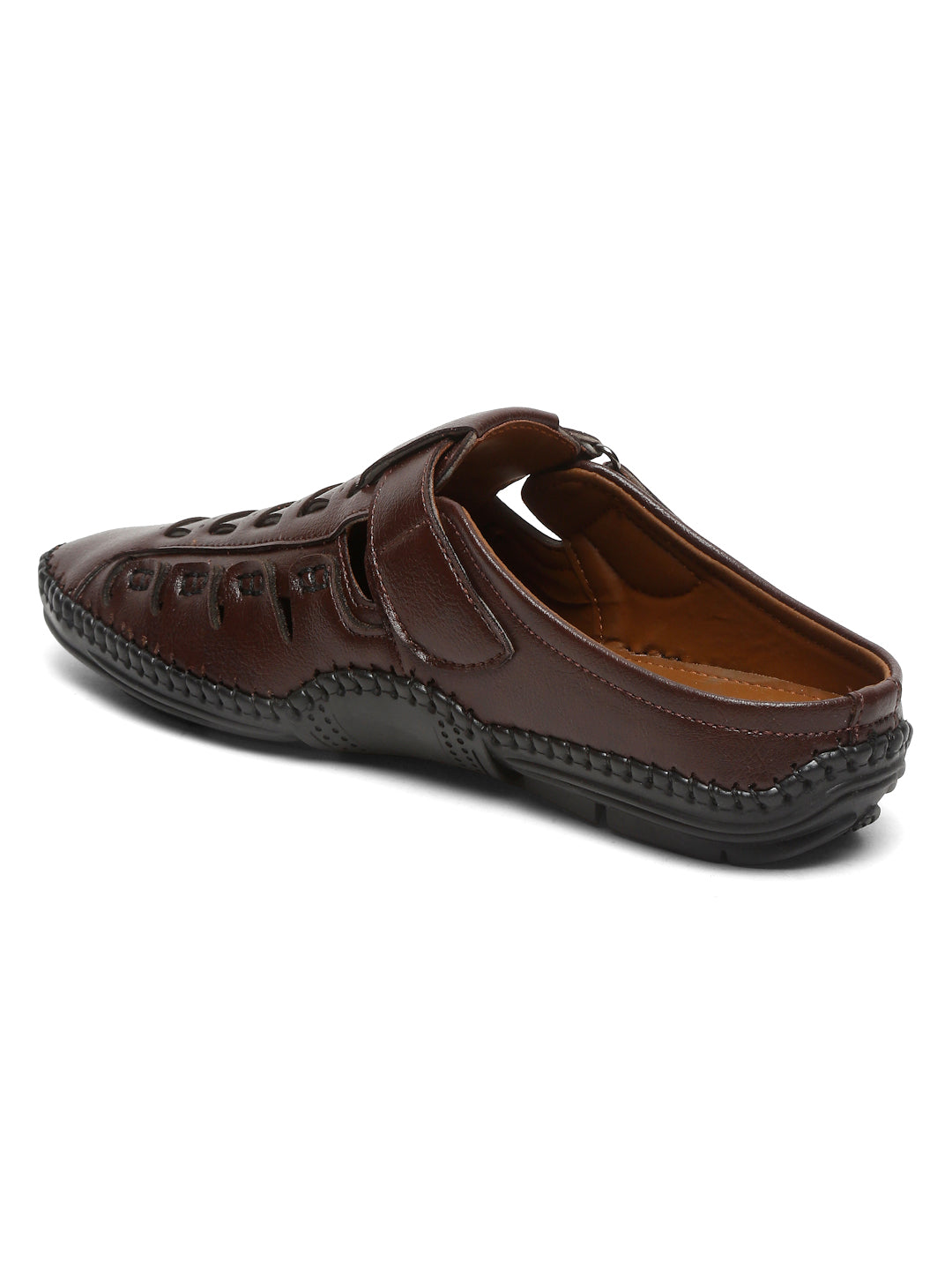 Kosher Brown Bantu Roman Faux Leather Men's Casual Sandal