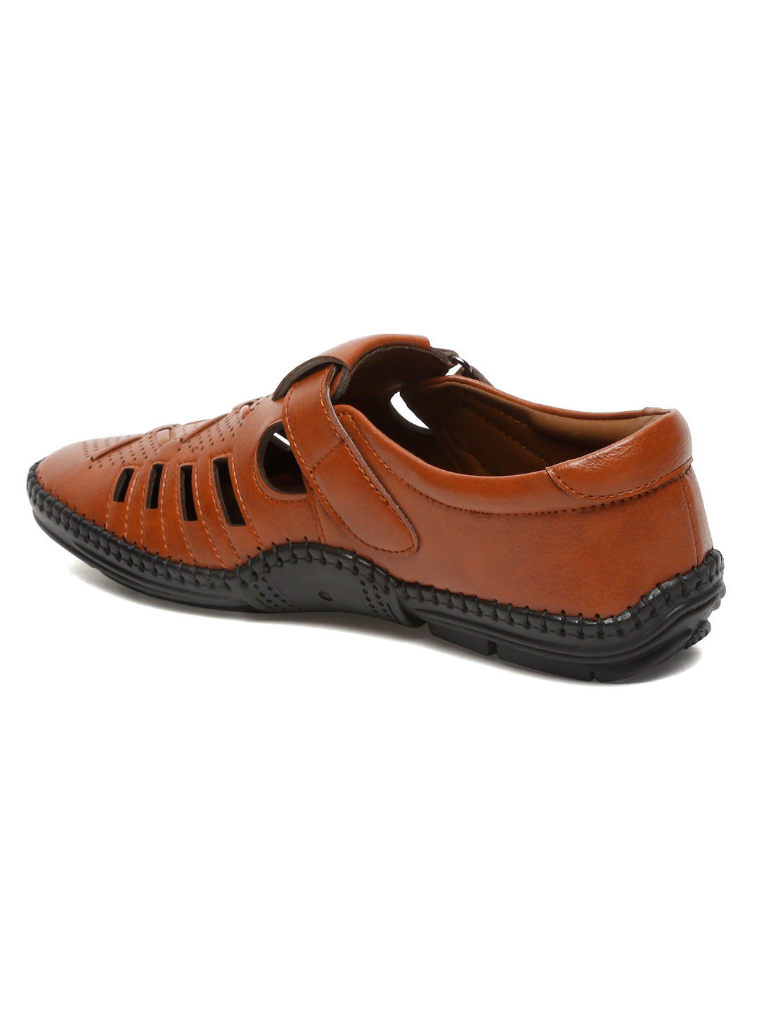 Kosher Tan Roman Faux Leather Men's Casual Sandal