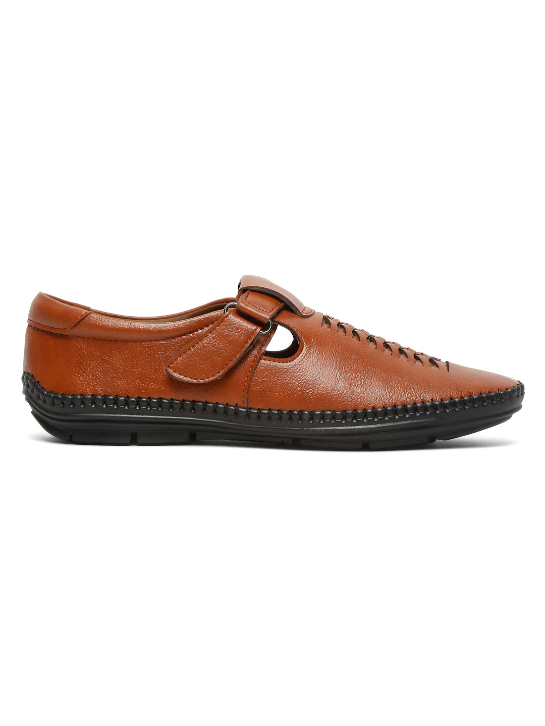 Kosher Tan Roman Faux Leather Men's Casual Sandal