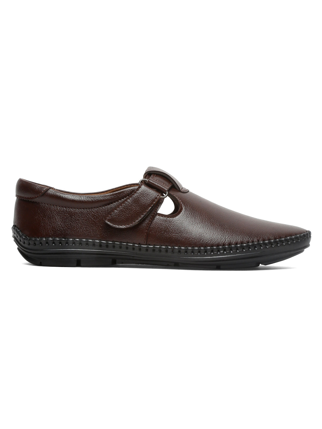 Kosher Brown Roman Faux Leather Men's Casual Sandal