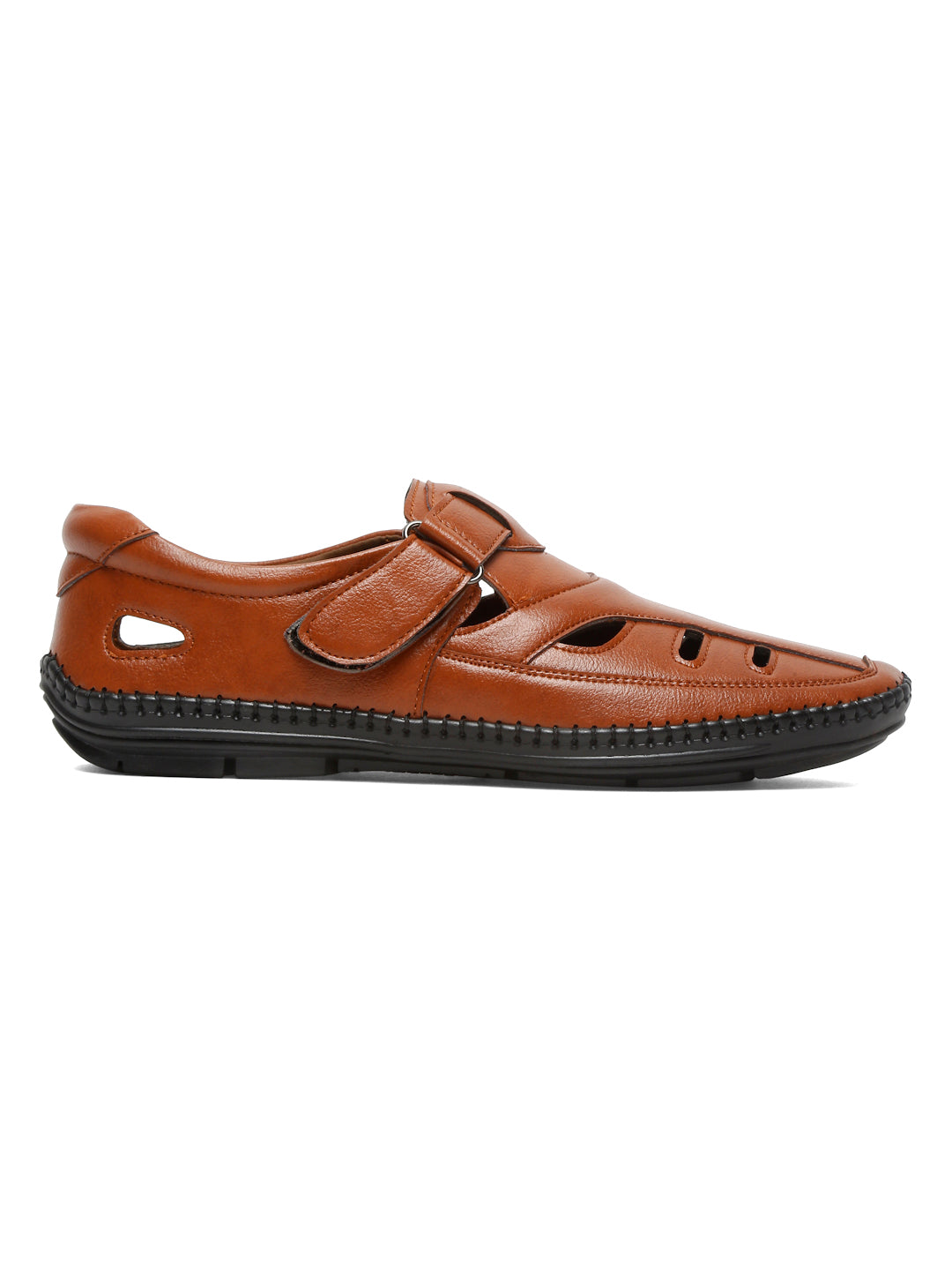 Kosher Tan Roman Faux Leather Men's Casual Sandal