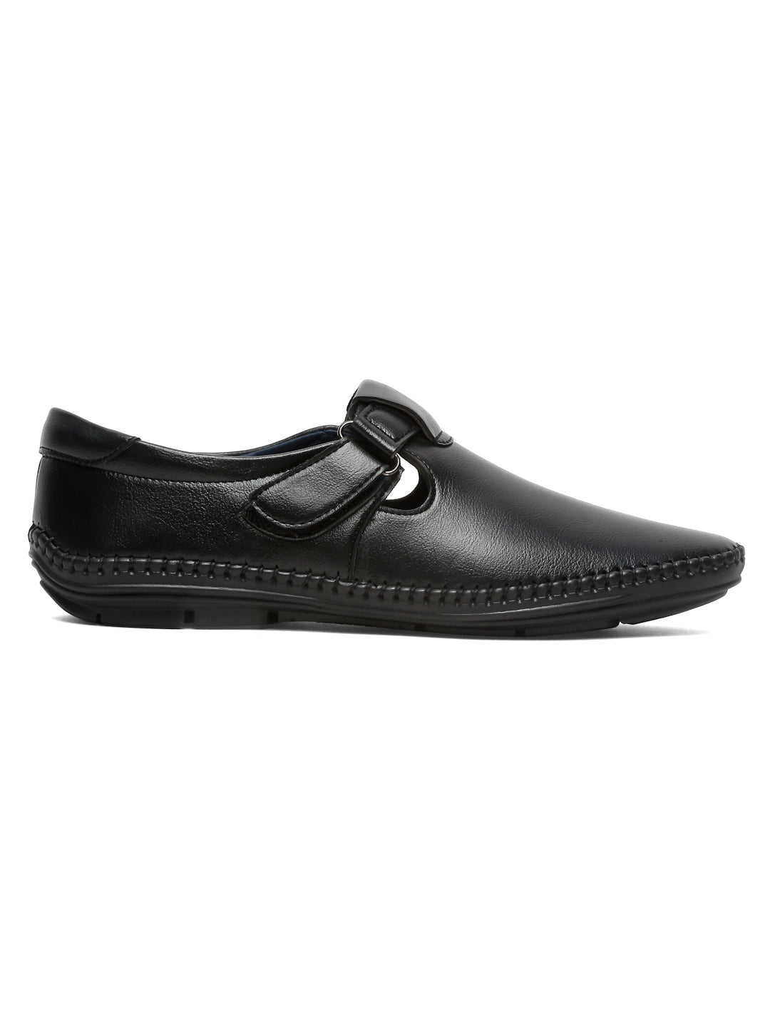 Kosher Black Roman Faux Leather Men's Casual Sandal