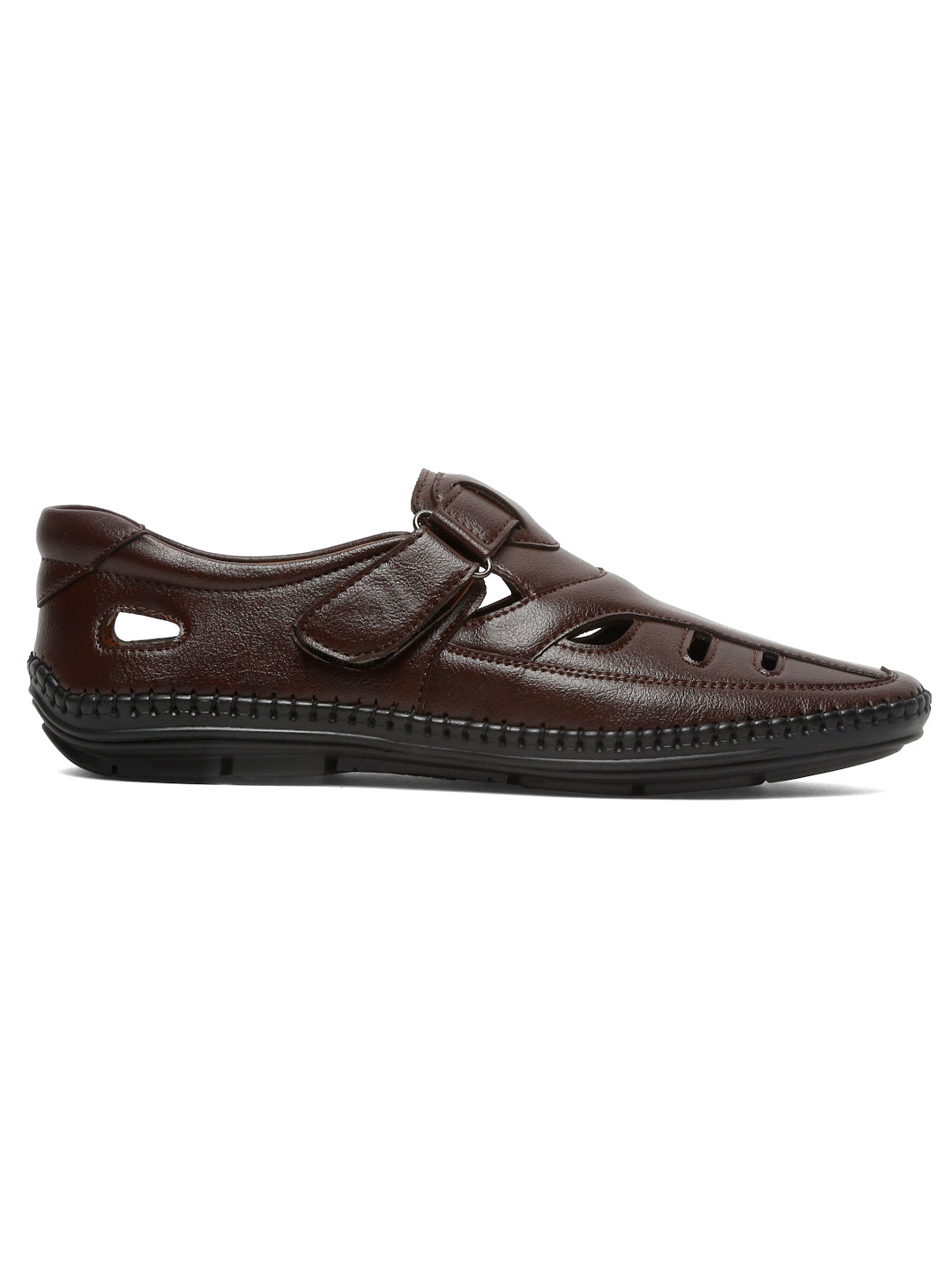Kosher Brown Roman Faux Leather Men's Casual Sandal