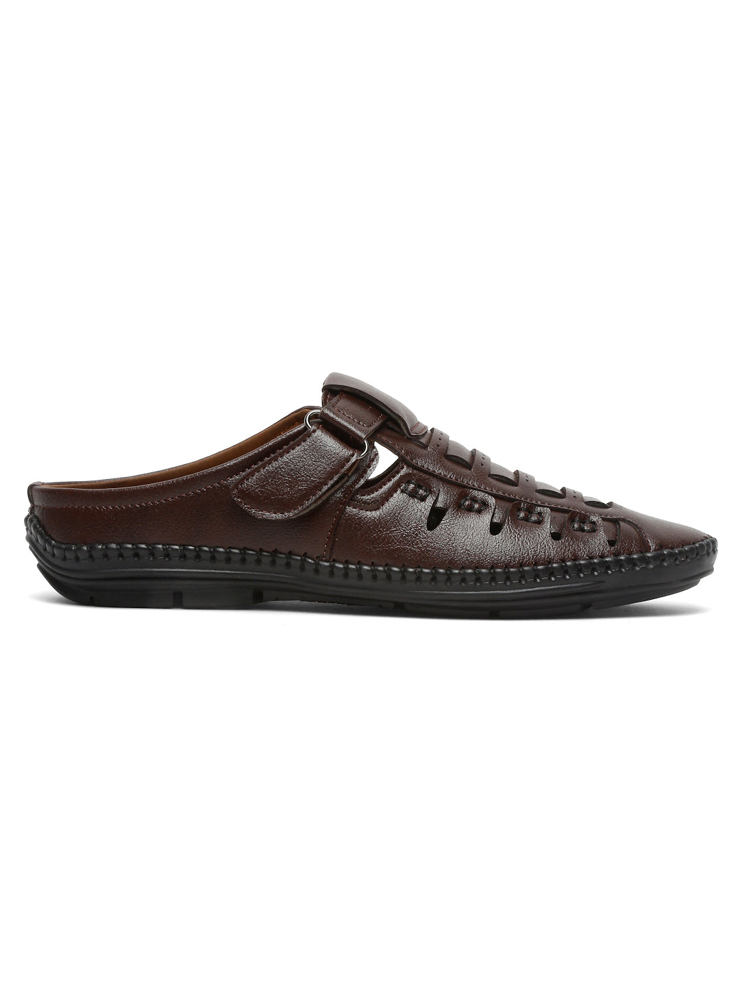 Kosher Brown Bantu Roman Faux Leather Men's Casual Sandal