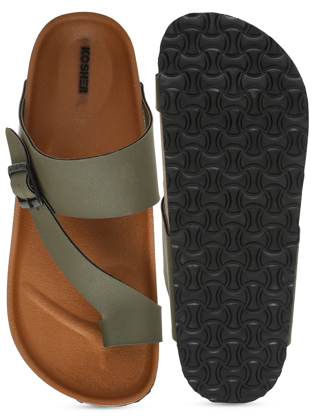 Kosher Olive Color Men's Casual Sandal, Slipper