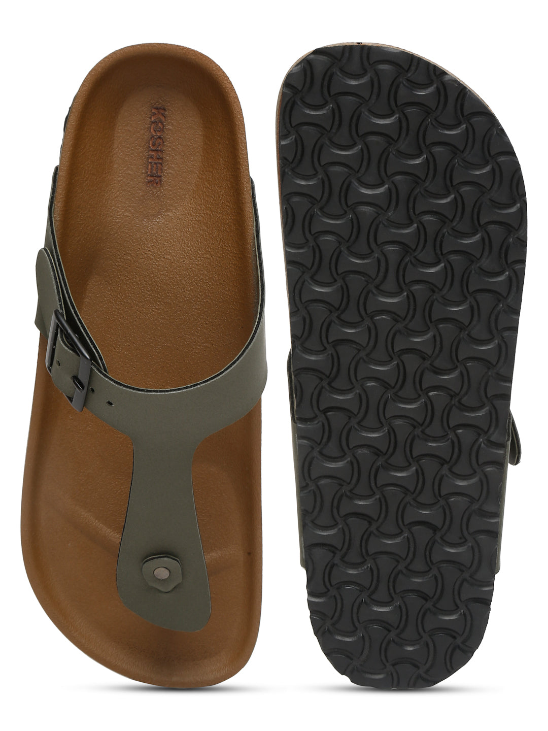 Kosher Olive Color Men's Casual Sandal, Slipper