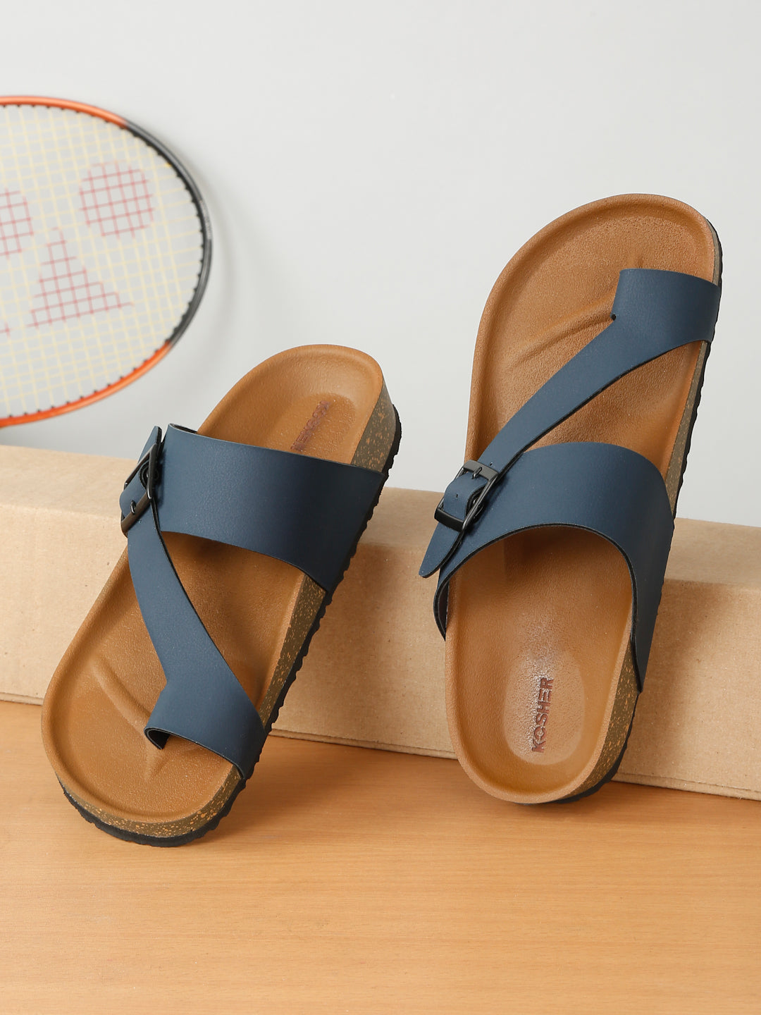 Kosher Navy Color Casual Men's Sandal, Slipper