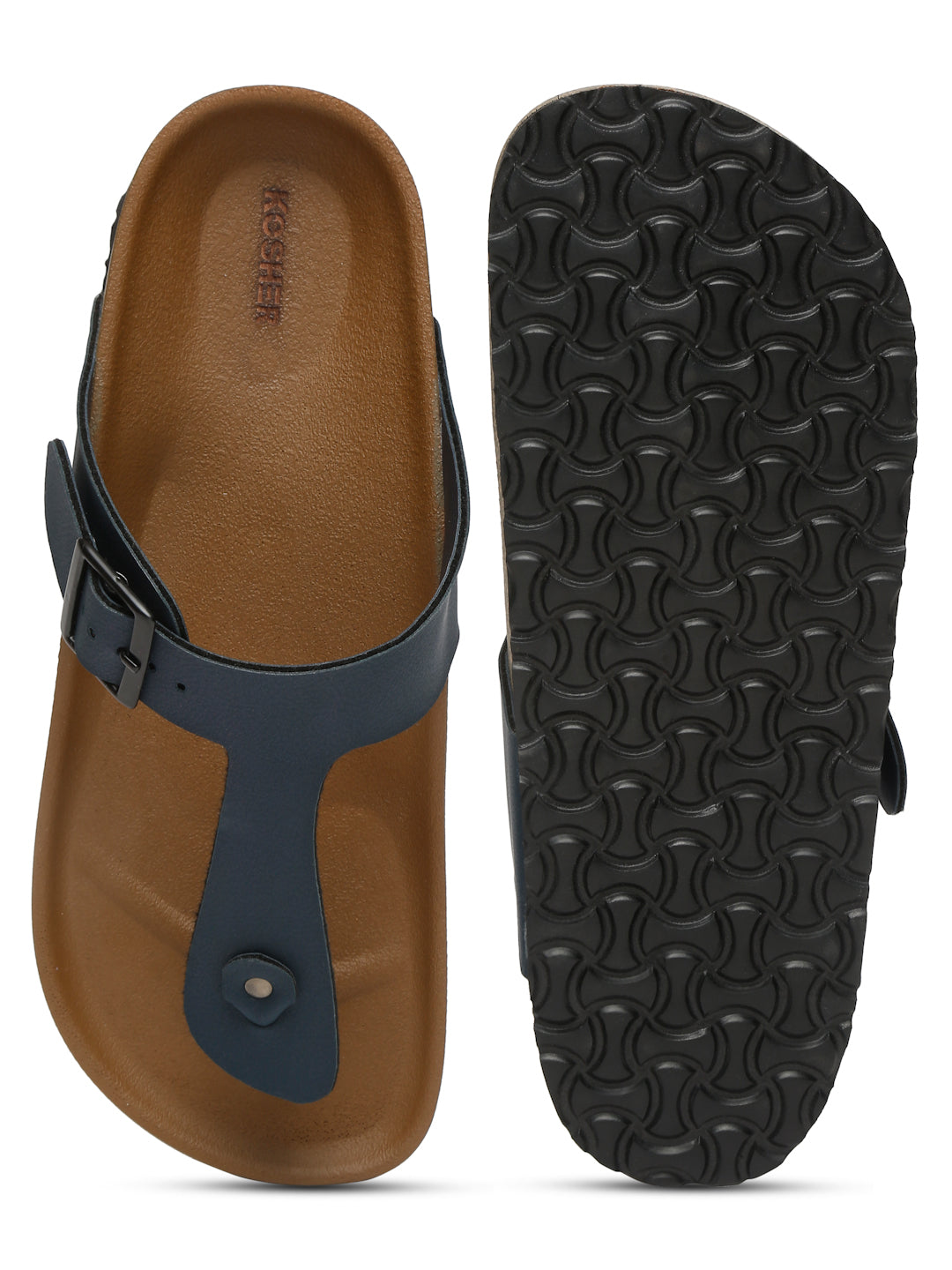 Kosher Navy Color Men's Casual Sandal, Slipper