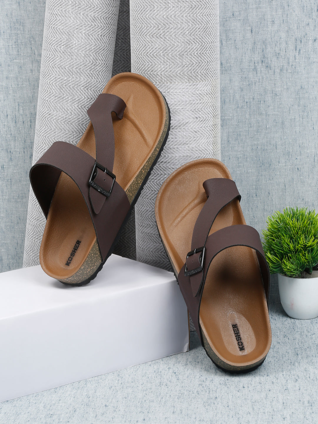 Kosher Brown Color Men's Casual Sandal, Slipper