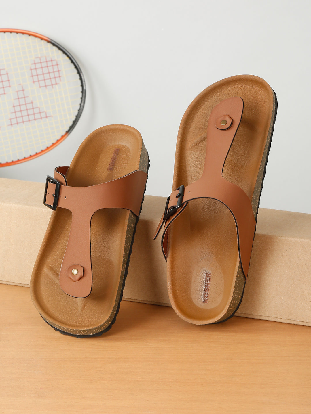 Kosher Tan Color Men's Casual Sandal, Slipper