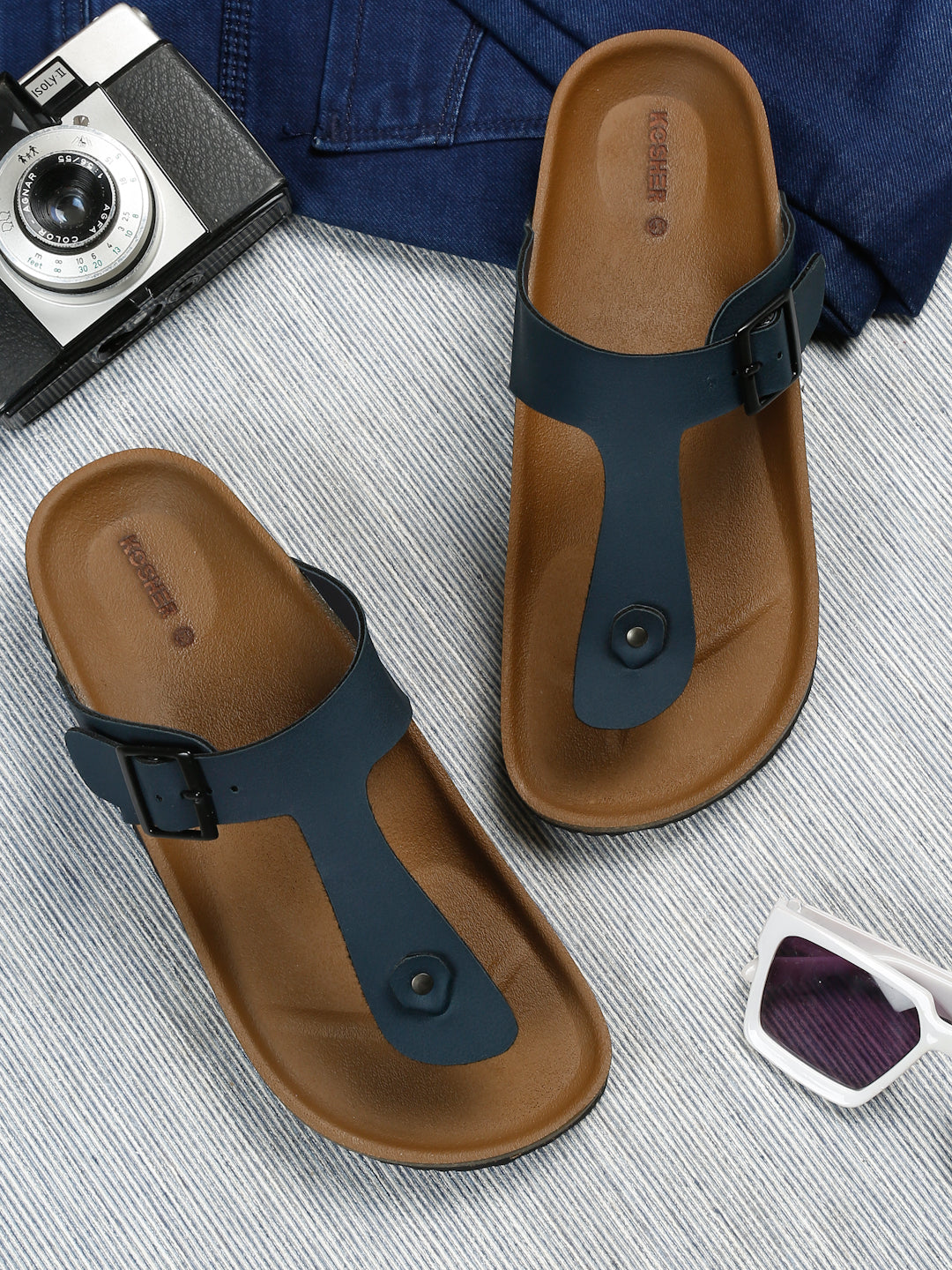 Kosher Navy Color Men's Casual Sandal, Slipper