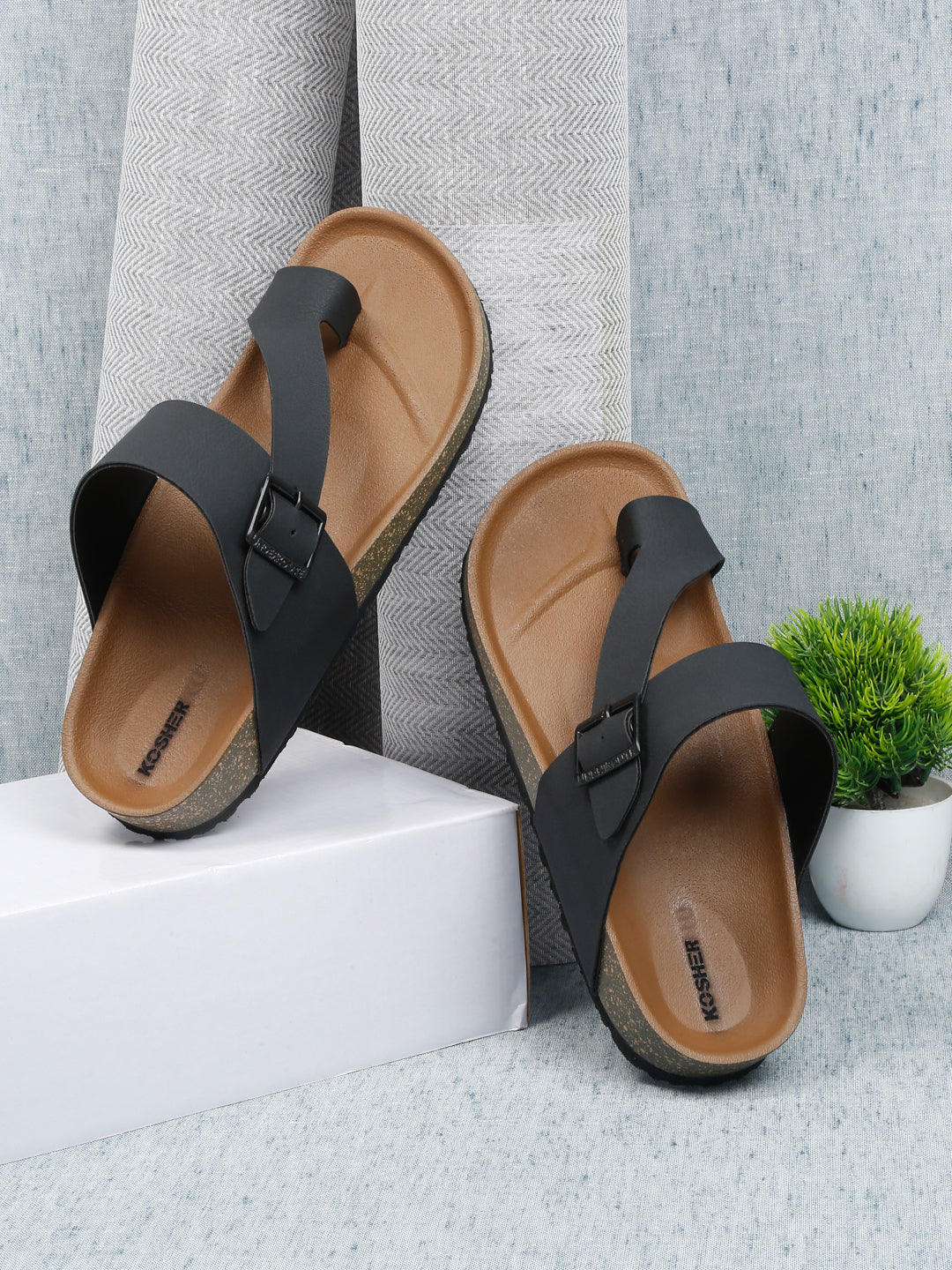 Kosher Black Color Men's Casual Sandal, Slipper