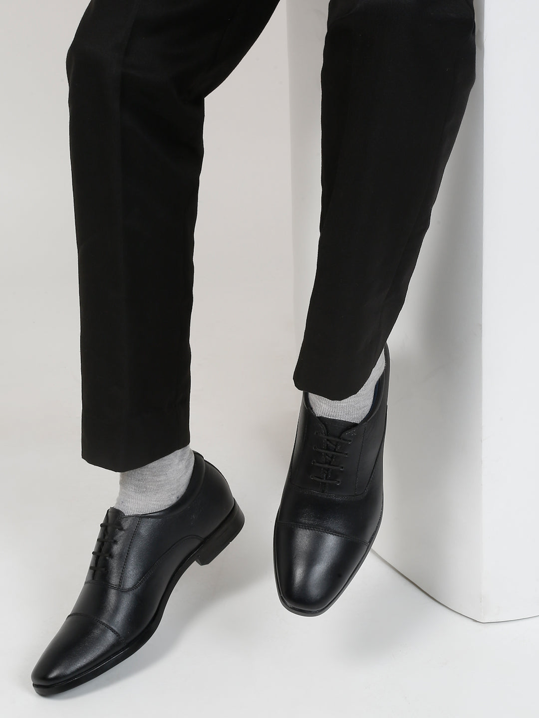 Kosher Black Genuine Leather Lace-up Formal Shoes