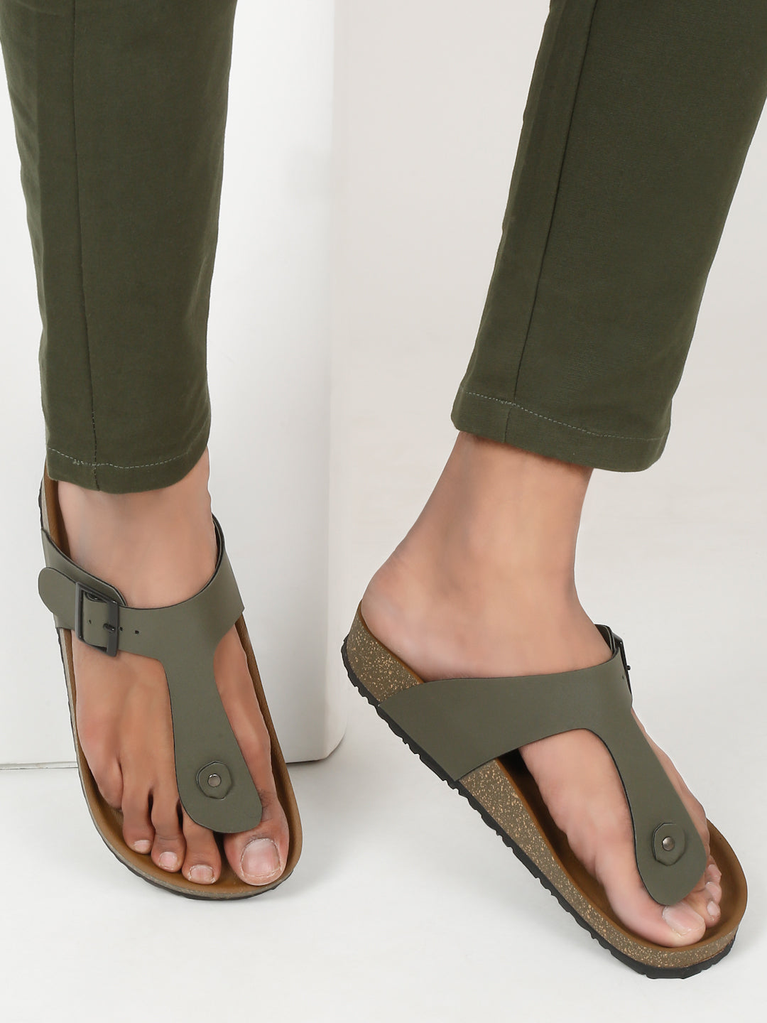 Kosher Olive Color Men's Casual Sandal, Slipper