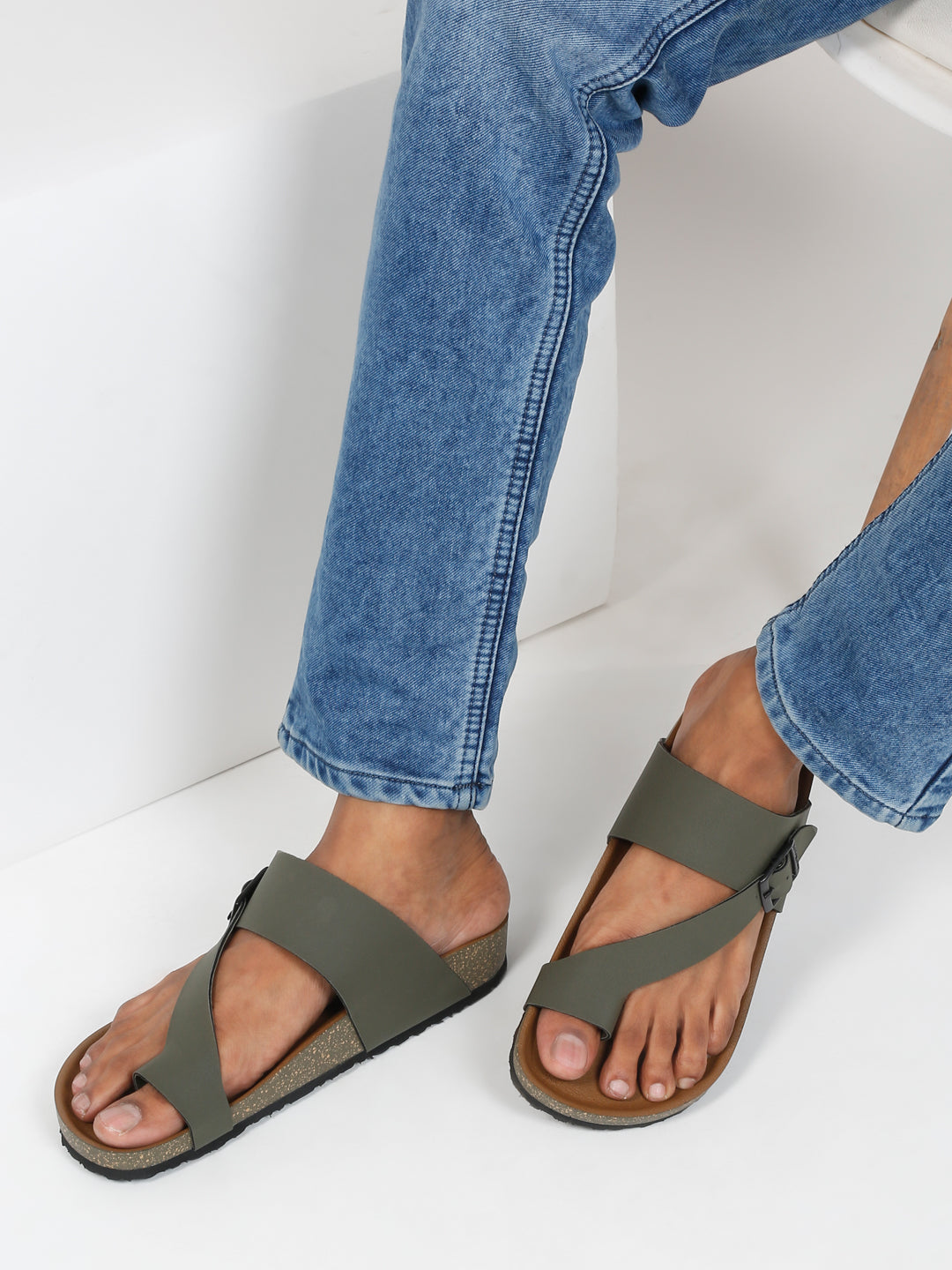 Kosher Olive Color Men's Casual Sandal, Slipper