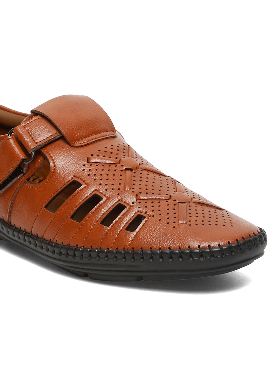 Kosher Tan Roman Faux Leather Men's Casual Sandal