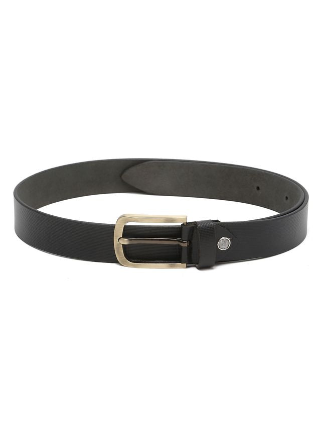 KOSHER Black Color Men's Textured Genuine Leather Belt With Antiqe Finish Buckle – Elegant Textured Finish Belt