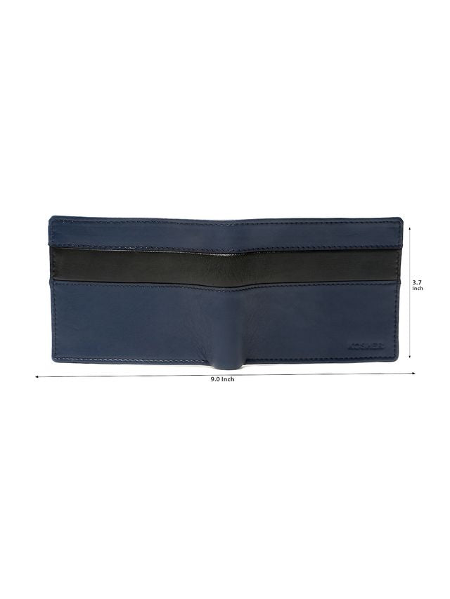 KOSHER Blue Color Premium Soft Leather With Zipp Coin Pocket Wallet for Men's