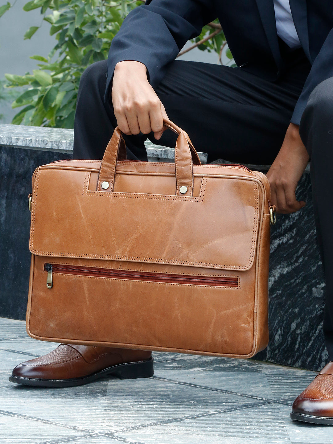 KOSHER Premium Genuine Leather Laptop Bag – Classic Professional Messenger Bag with Shoulder Strap for Men Women