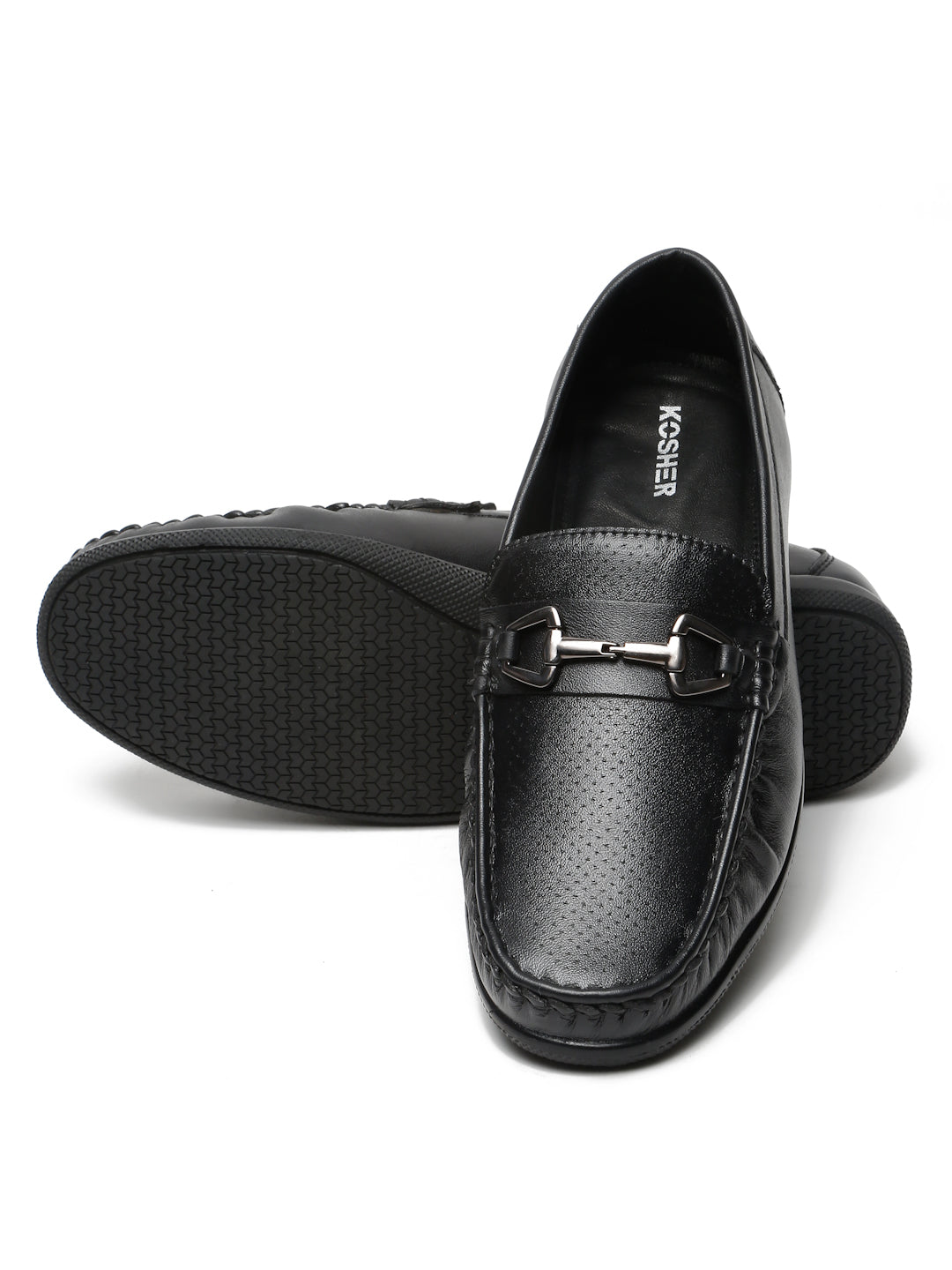 Kosher Black Color Slip-on Men's Casual Loafers