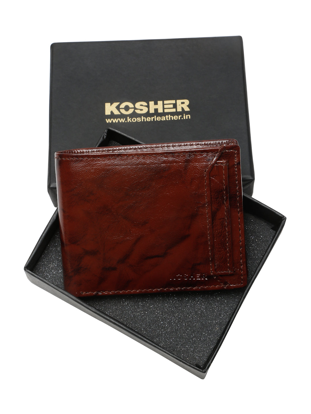 KOSHER Black Color Vintage-Style Genuine Leather Bi-Fold Men's Wallet With Removable Metro Card Holder Sleeve (Copy)