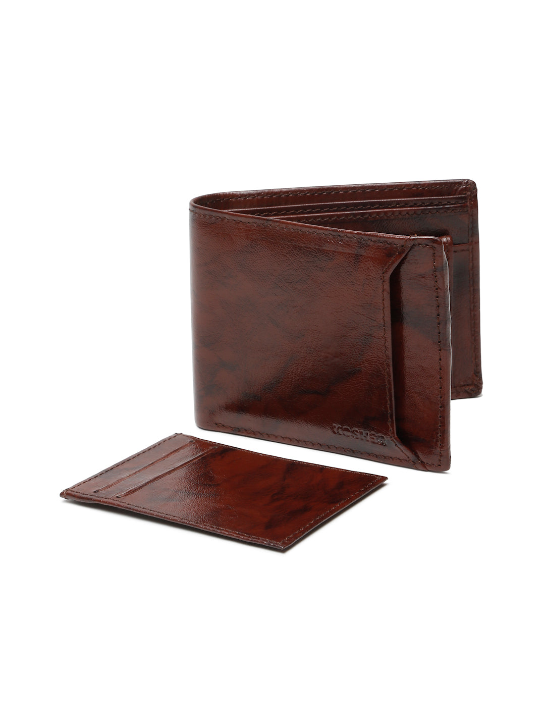 KOSHER Black Color Vintage-Style Genuine Leather Bi-Fold Men's Wallet With Removable Metro Card Holder Sleeve (Copy)