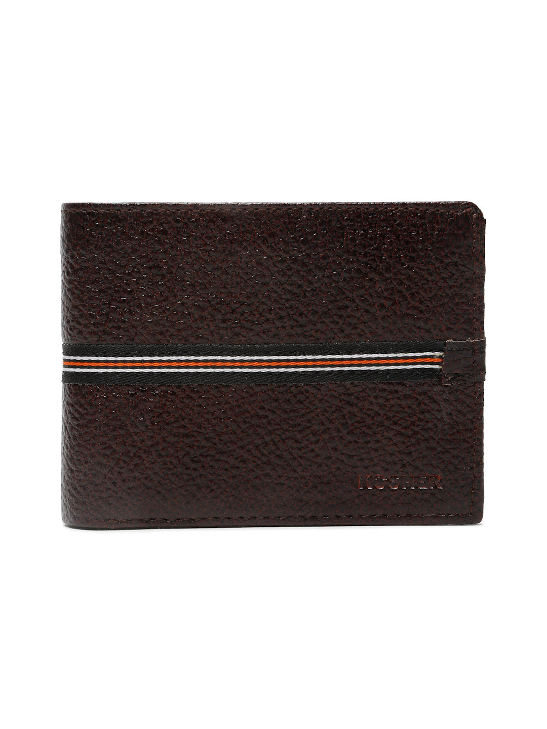 Kosher Premium D.Brown Leather Wallet for Men – Stylish & Durable with Multi-Stripe Design