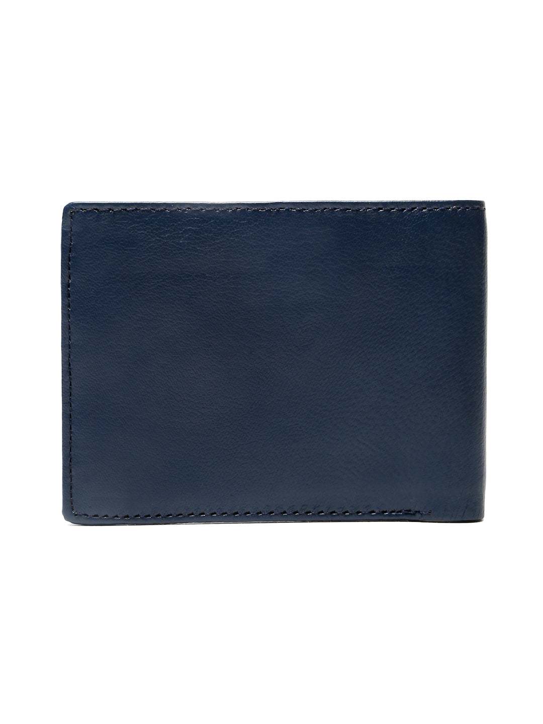 KOSHER Blue Color Men's Genuine Leather Bi-Fold Wallet Slim Design With Card Slots & ID Window