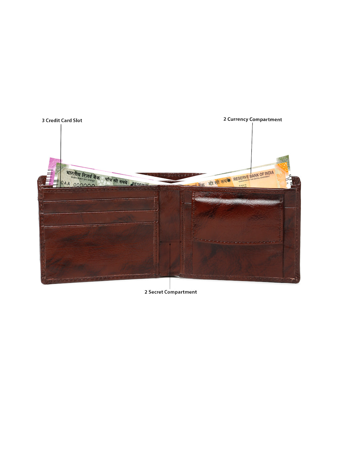 KOSHER Brown Color Premium Men's Classic Leather Wallet With Coin Pocket and Rear Card Slots