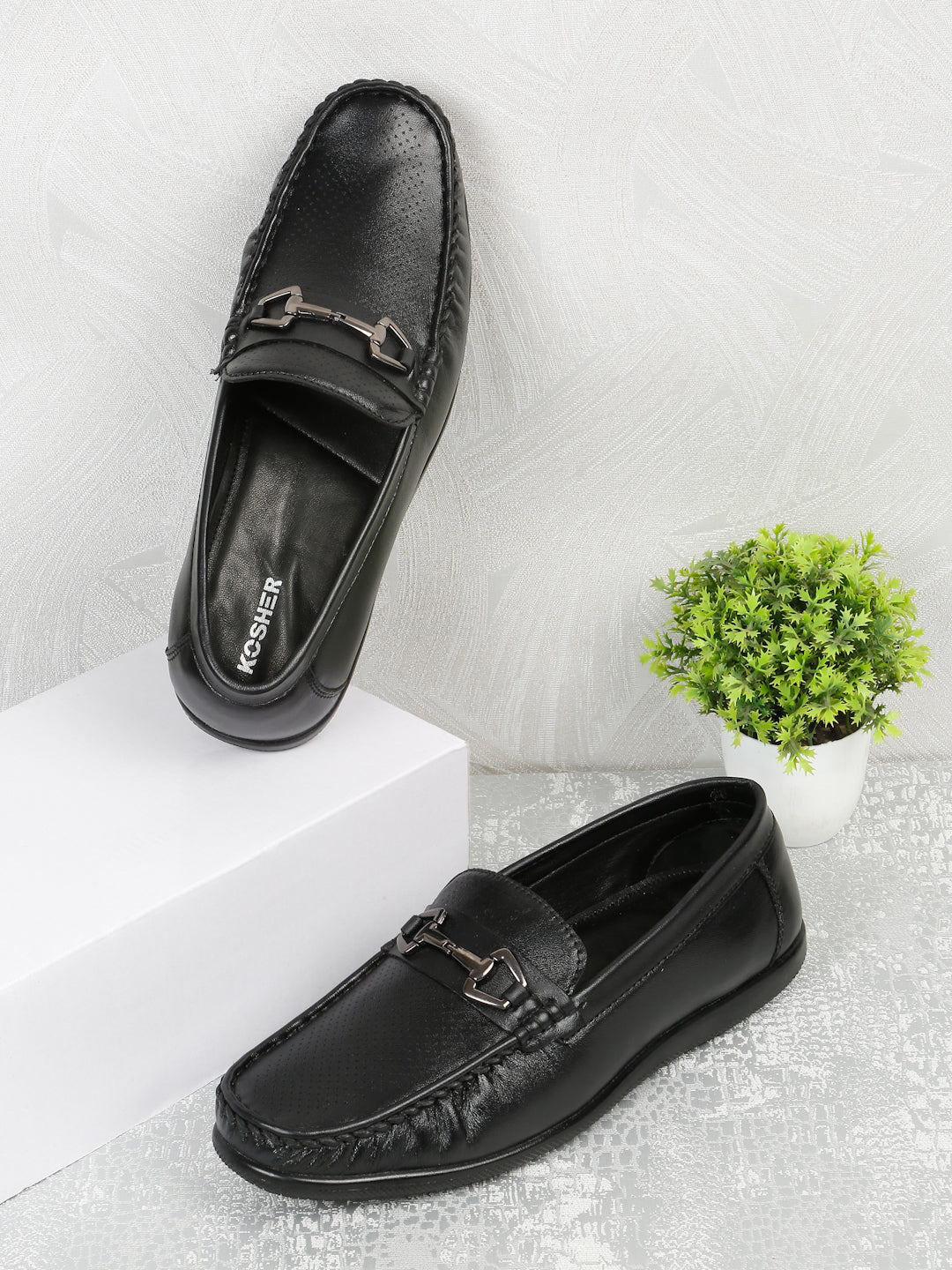 Kosher Black Color Slip-on Men's Casual Loafers