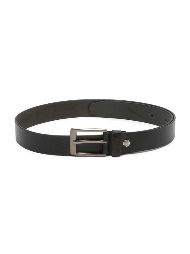 KOSHER Black Color Men's Textured Genuine Leather Belt With Antiqe Finish Buckle – Elegant Textured Finish Belt