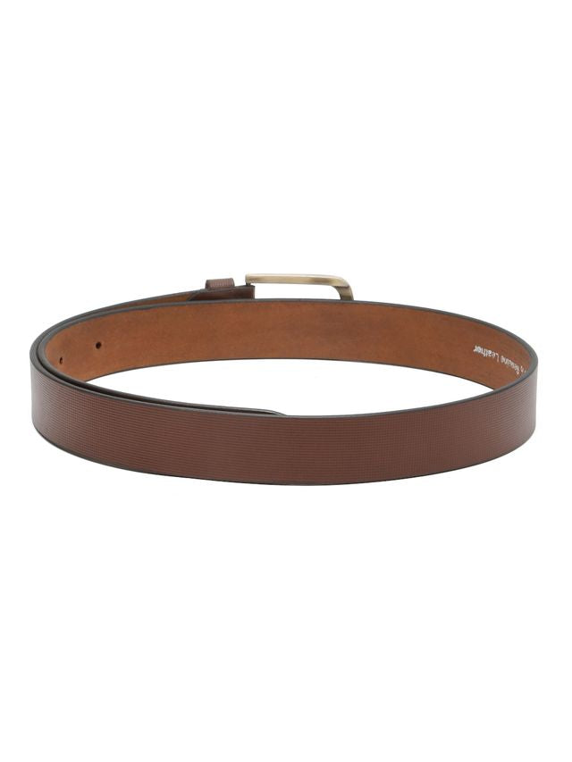 KOSHER Brown Color Men's Textured Genuine Leather Belt With Antiqe Finish Buckle – Elegant Textured Finish Belt