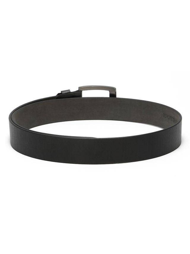 KOSHER Black Color Textured Men’s Classic Genuine Leather Belt with Antique Silver Buckle