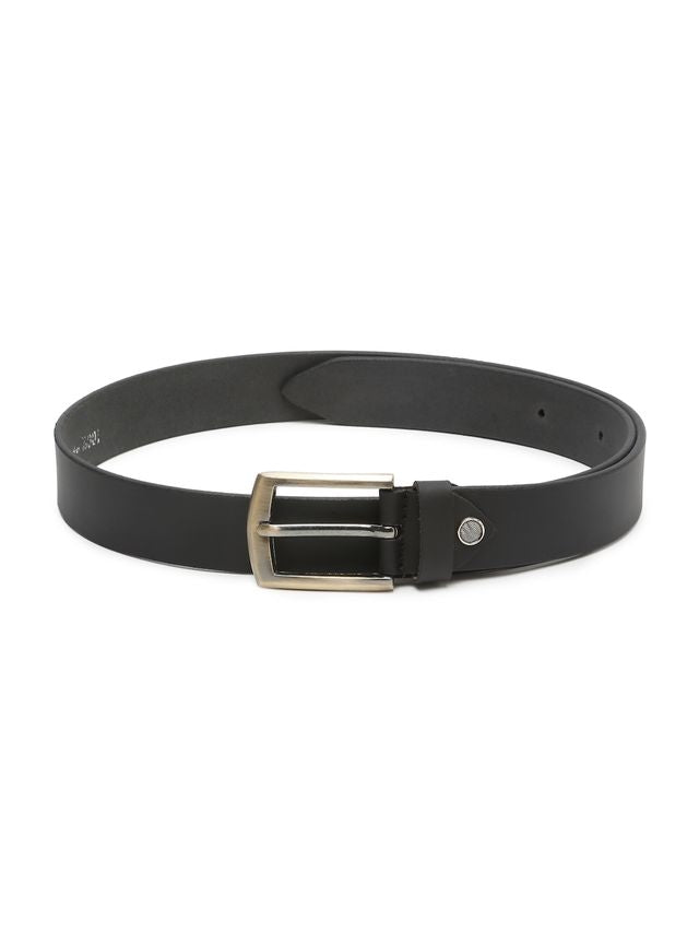 KOSHER Black Color Men's Genuine Leather Belt with Antique Brass Finish-Buckle