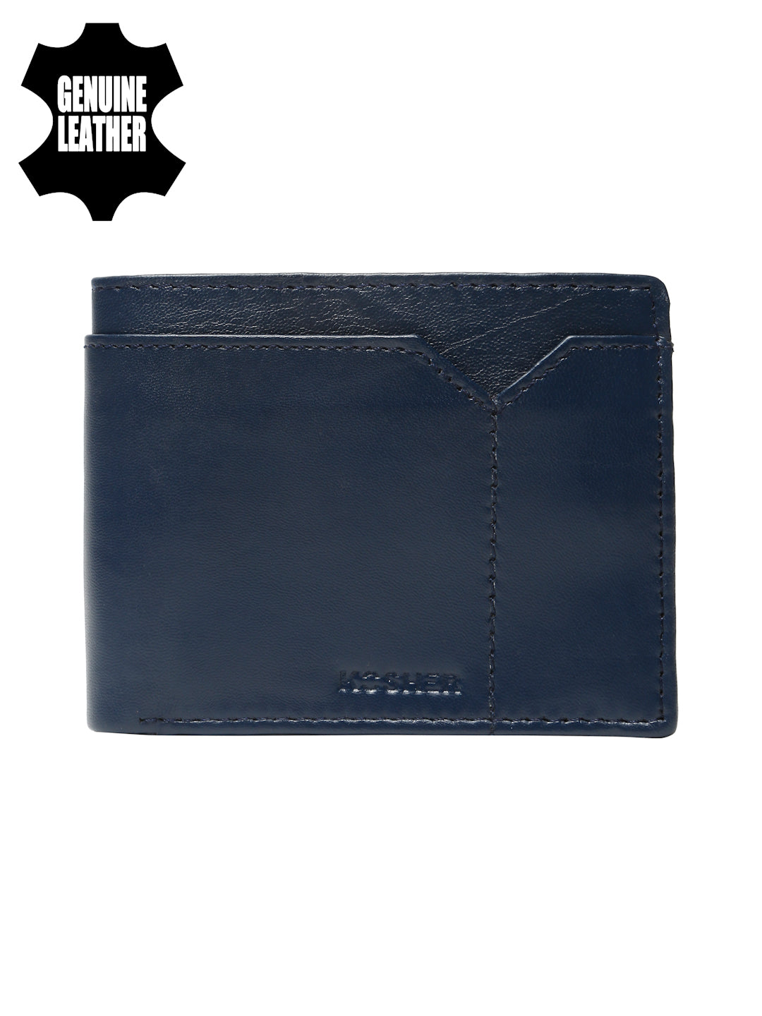 KOSHER Blue Color V Strap Premium Leather Wallet With Tich Button Coin Pocket Wallet For Men's