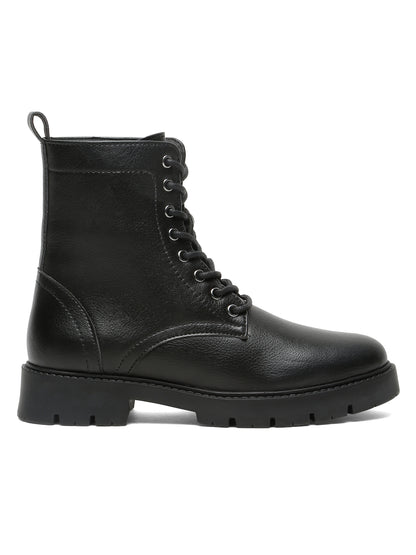 Kosher Elegant Ladies Black Colour Lace-Up Boots - Stylish & Comfortable