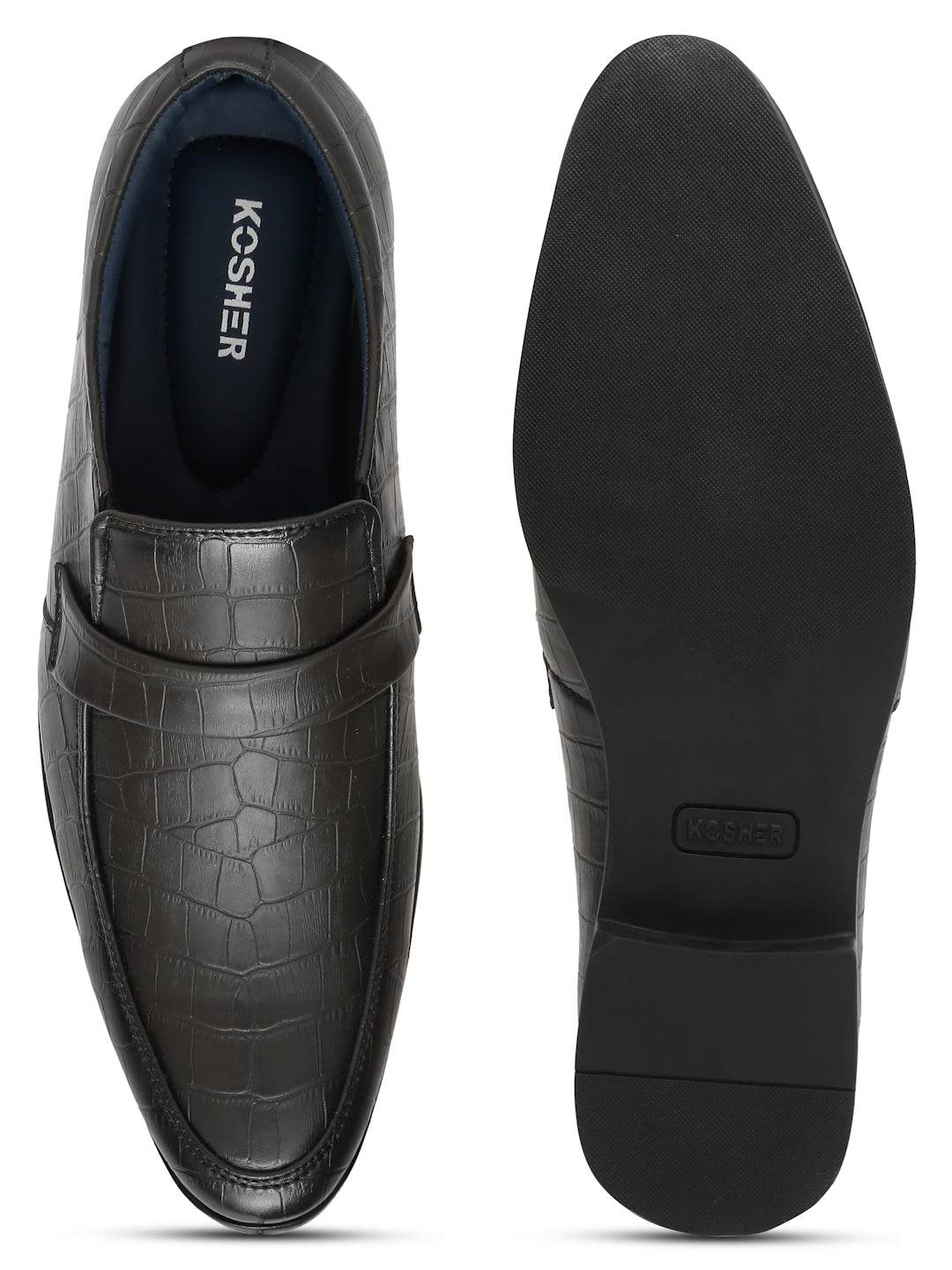 Kosher Grey Color Slip on Formal Shoes