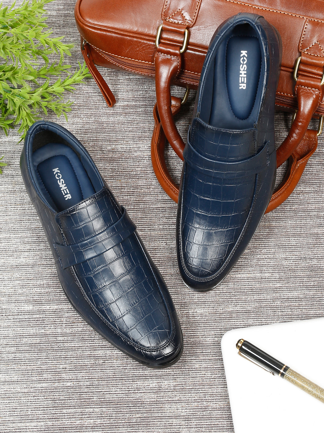 Kosher Blue Color Slip on Formal Shoes