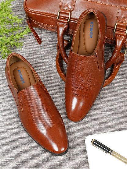 Kosher Brown Color Slip on Formal Shoes