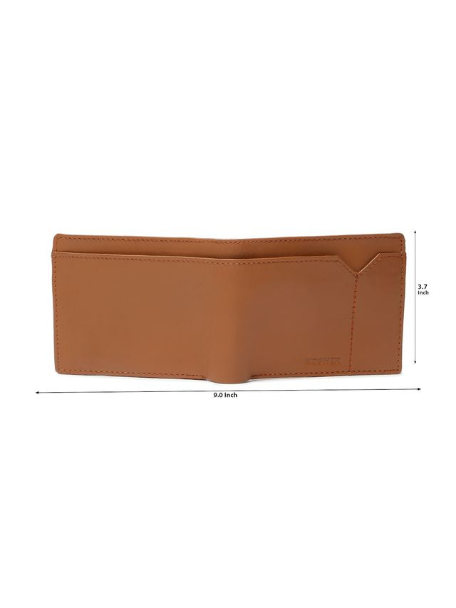 KOSHER Tan Color v Strap Premium Leather Wallet with tich button coin pocket wallet for men's