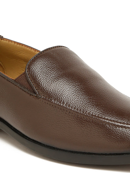 Kosher Men's Brown Textured Slip-On Formal & Casual Style