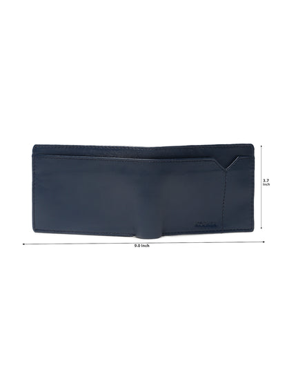 KOSHER Blue Color V Strap Premium Leather Wallet With Tich Button Coin Pocket Wallet For Men's