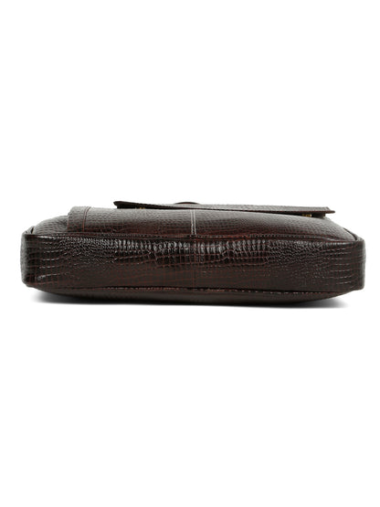 KOSHER Men's  Crocodile Textured Genuine Leather Laptop Bag with Detachable Shoulder Strap for Men / Women
