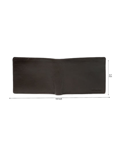 KOSHER BrownColor Men's Genuine Leather Bi-Fold Wallet Slim Design With Card Slots & ID Window