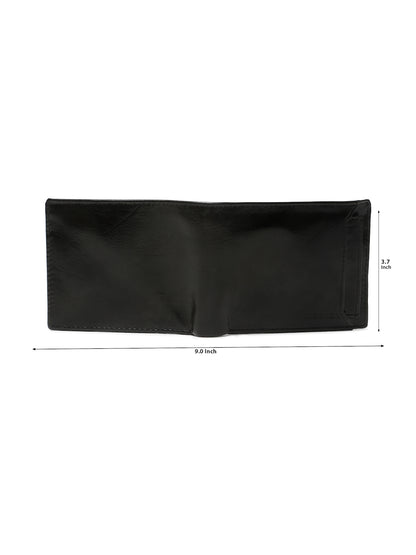 KOSHER Black Color Vintage-Style Genuine Leather Bi-Fold Men's Wallet With Removable Metro Card Holder Sleeve