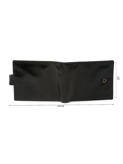 KOSHER Black Color Men’s Classic Genuine Leather Wallet With Snap Button Closure – Premium Handcrafted Bifold